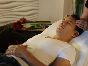 Scalp Massage combined with acupuncture treatment