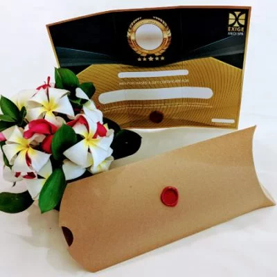 Physical Massage Gift Certificate with pillow box and flowers